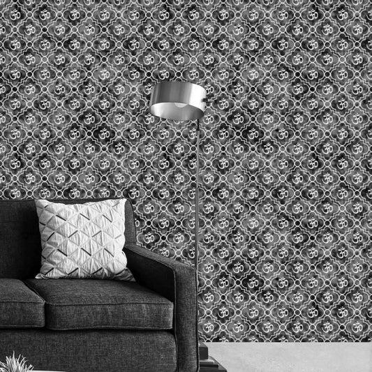 Monochrome Hindu Aum Wallpaper Roll