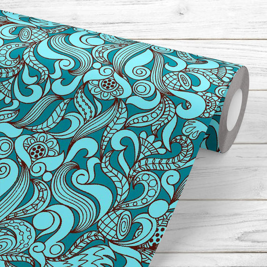 Abstract Doodle Waves Wallpaper Roll
