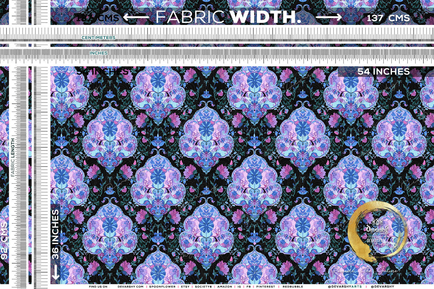 Blue Paisleys Upholstery Fabric 3meters 4 Designs & 12 Fabric Options Floral Furnishing Fabrics By the Yard | D20109