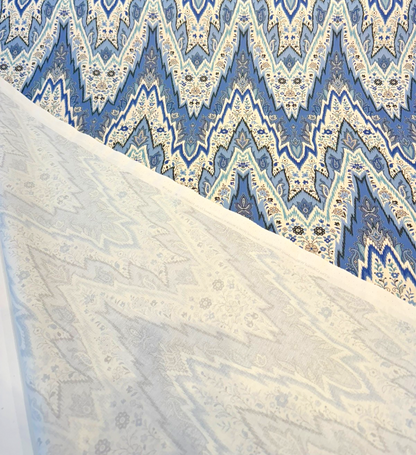 Williamsburg Bray Flamestitch Indigo Blue Drapery Upholstery Waverly Fabric By the Yard