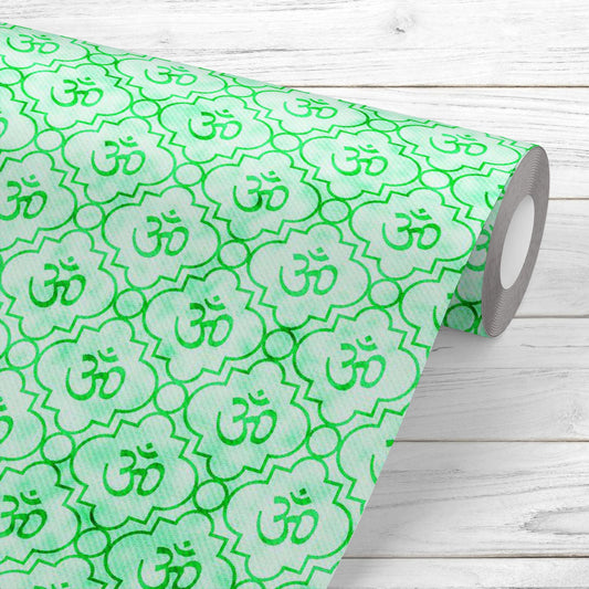 Green Hindu Symbol Aum Wallpaper Roll