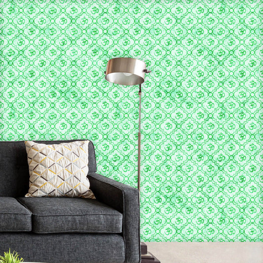 Green Hindu Symbol Aum Wallpaper Roll
