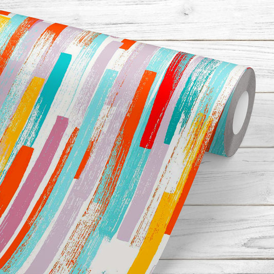 Pastel Colored Strokes Wallpaper Roll