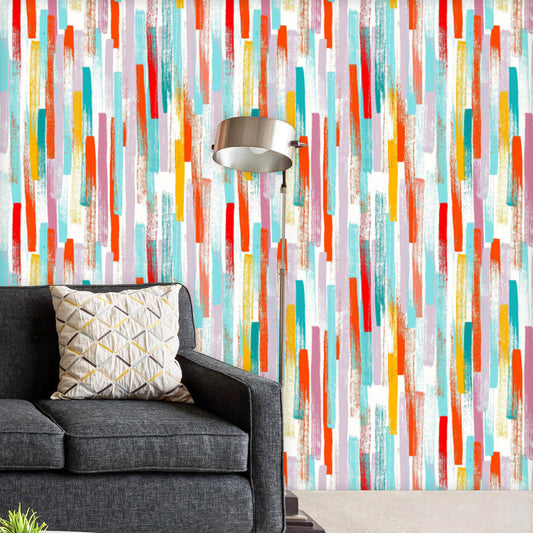 Pastel Colored Strokes Wallpaper Roll