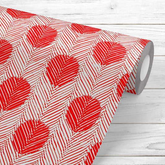 Peacock Feather Herringbone Wallpaper Roll