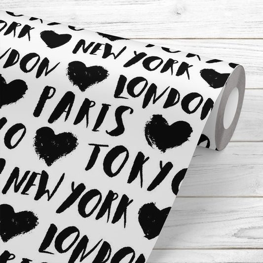 Travel Typographic Style Wallpaper Roll