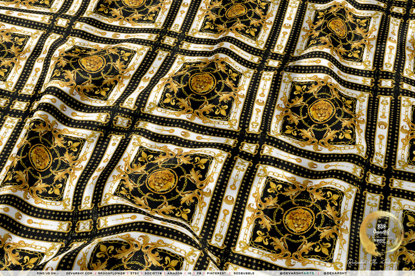 Ornate Lion Upholstery Fabric 3meters 9 Designs & 12 Furnishing Fabrics Baroque Lion Fabric By the Yard | D20332